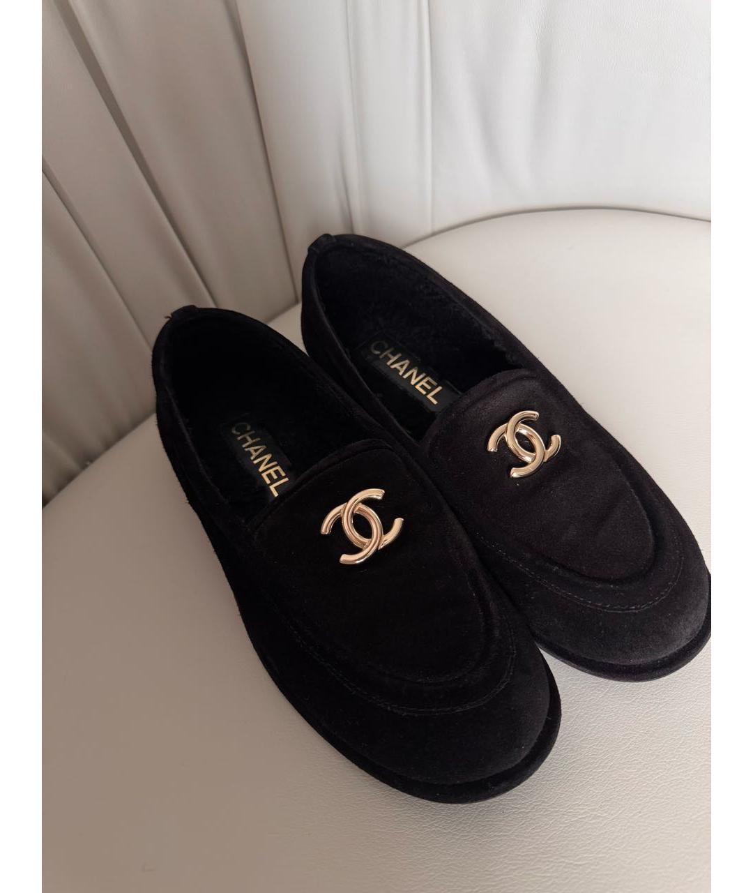 CHANEL Черные замшевые мокасины, фото 4
