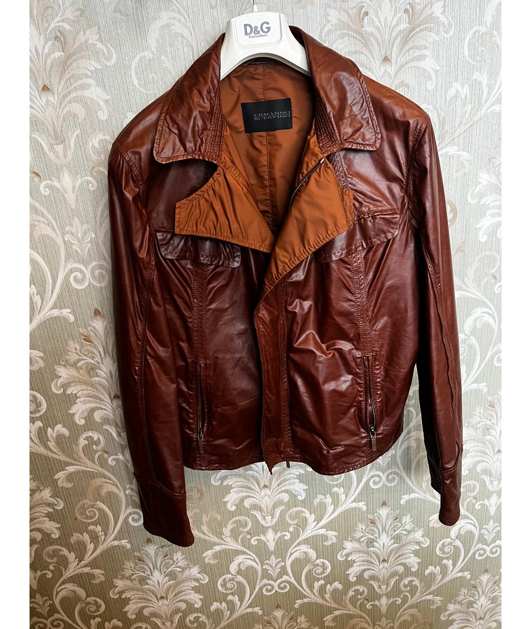 ERMANNO SCERVINO Коричневая кожаная куртка, фото 3
