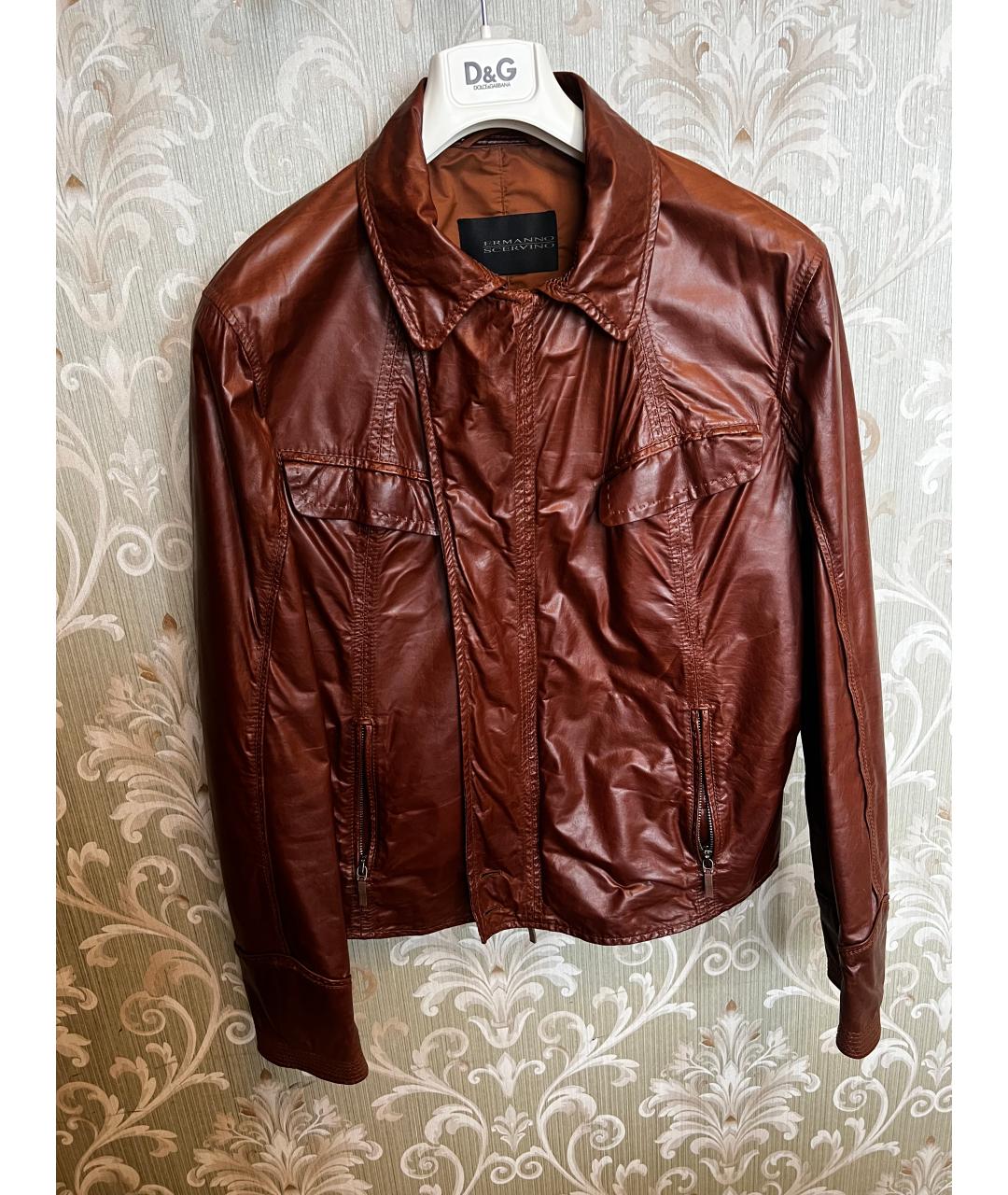 ERMANNO SCERVINO Коричневая кожаная куртка, фото 5