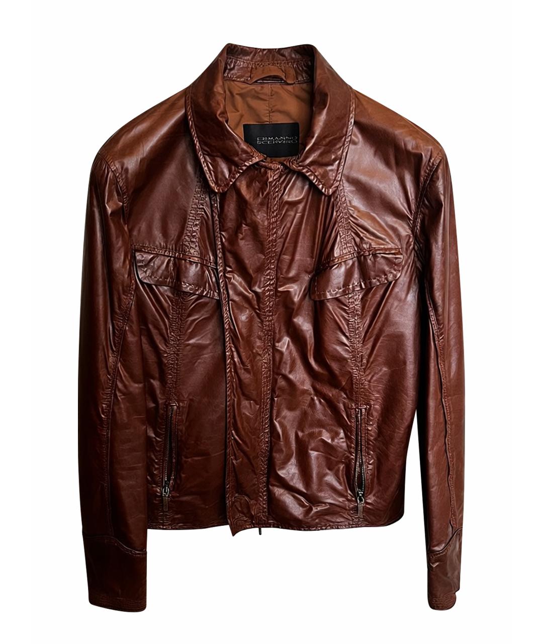 ERMANNO SCERVINO Коричневая кожаная куртка, фото 1