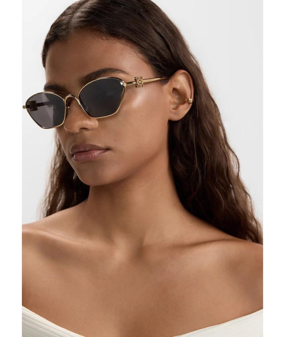 LOEWE Золотые металлические солнцезащитные очки, фото 2