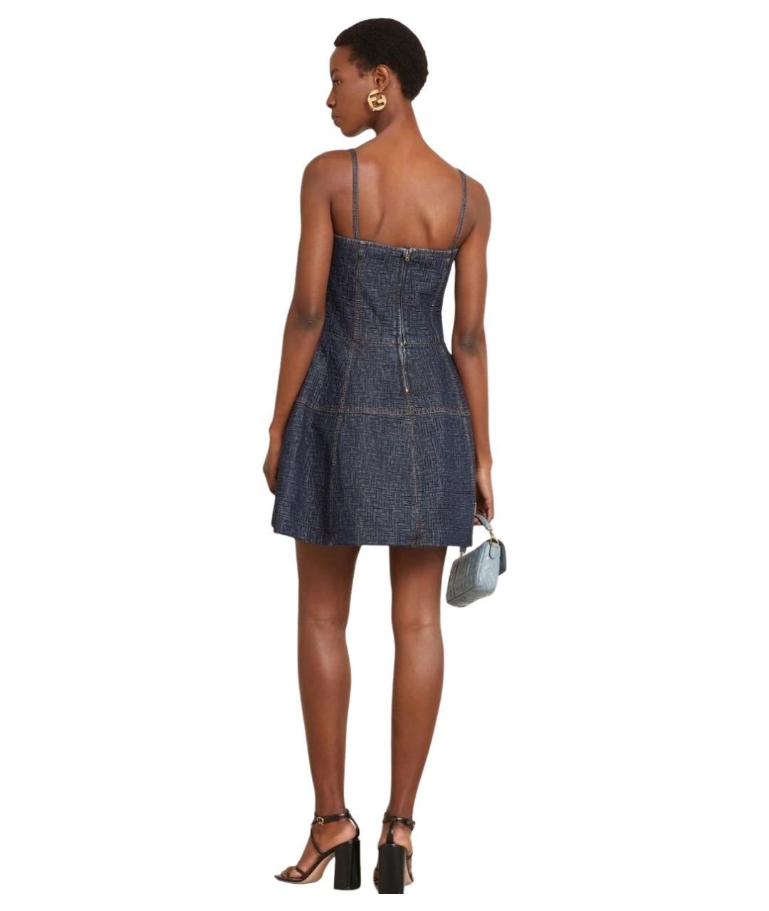 FENDI Темно-синее хлопковое повседневное платье, фото 5