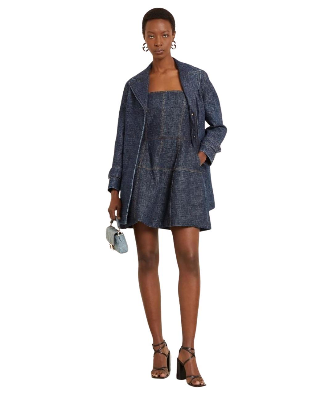 FENDI Темно-синее хлопковое повседневное платье, фото 7