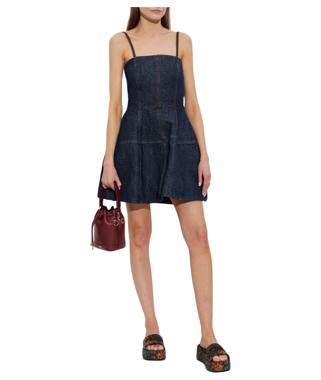 FENDI Темно-синее хлопковое повседневное платье, фото 8