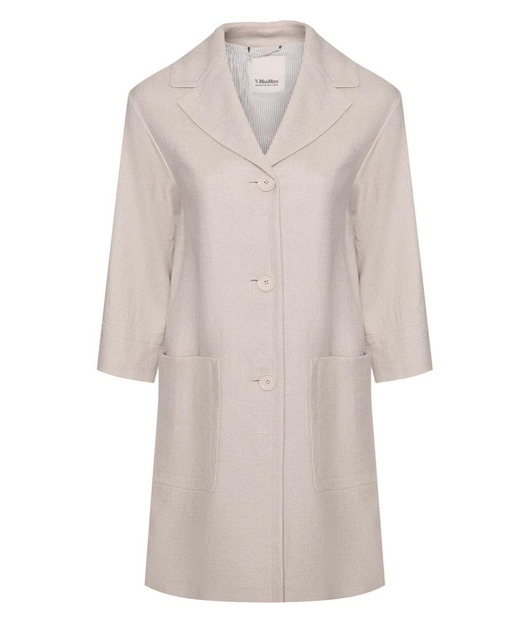 'S MAX MARA Бежевый льняной тренч/плащ, фото 6
