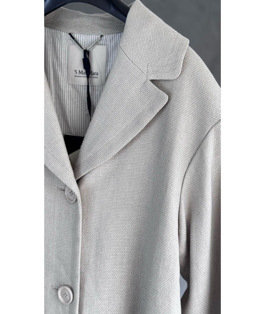 'S MAX MARA Бежевый льняной тренч/плащ, фото 4
