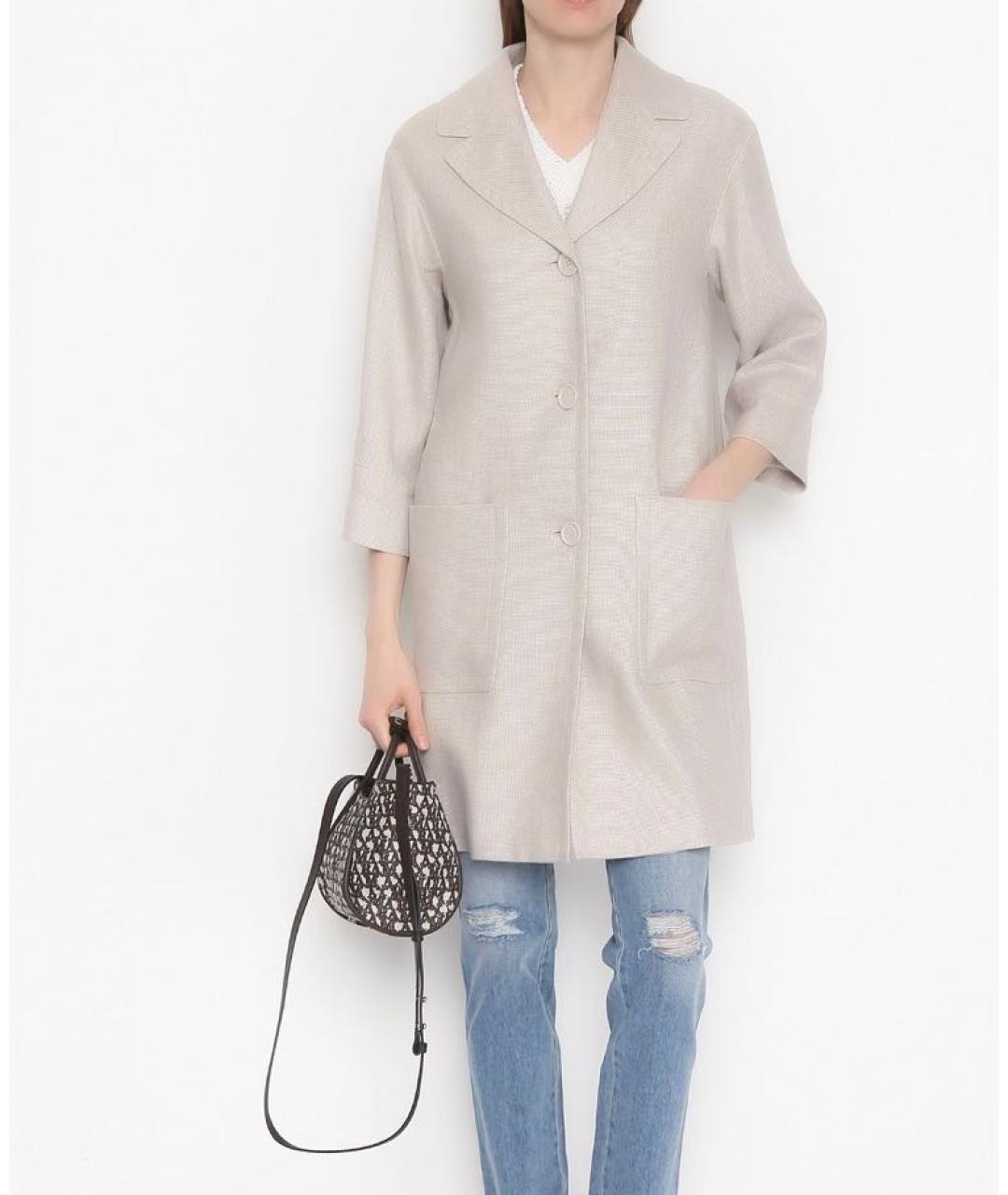 'S MAX MARA Бежевый льняной тренч/плащ, фото 2