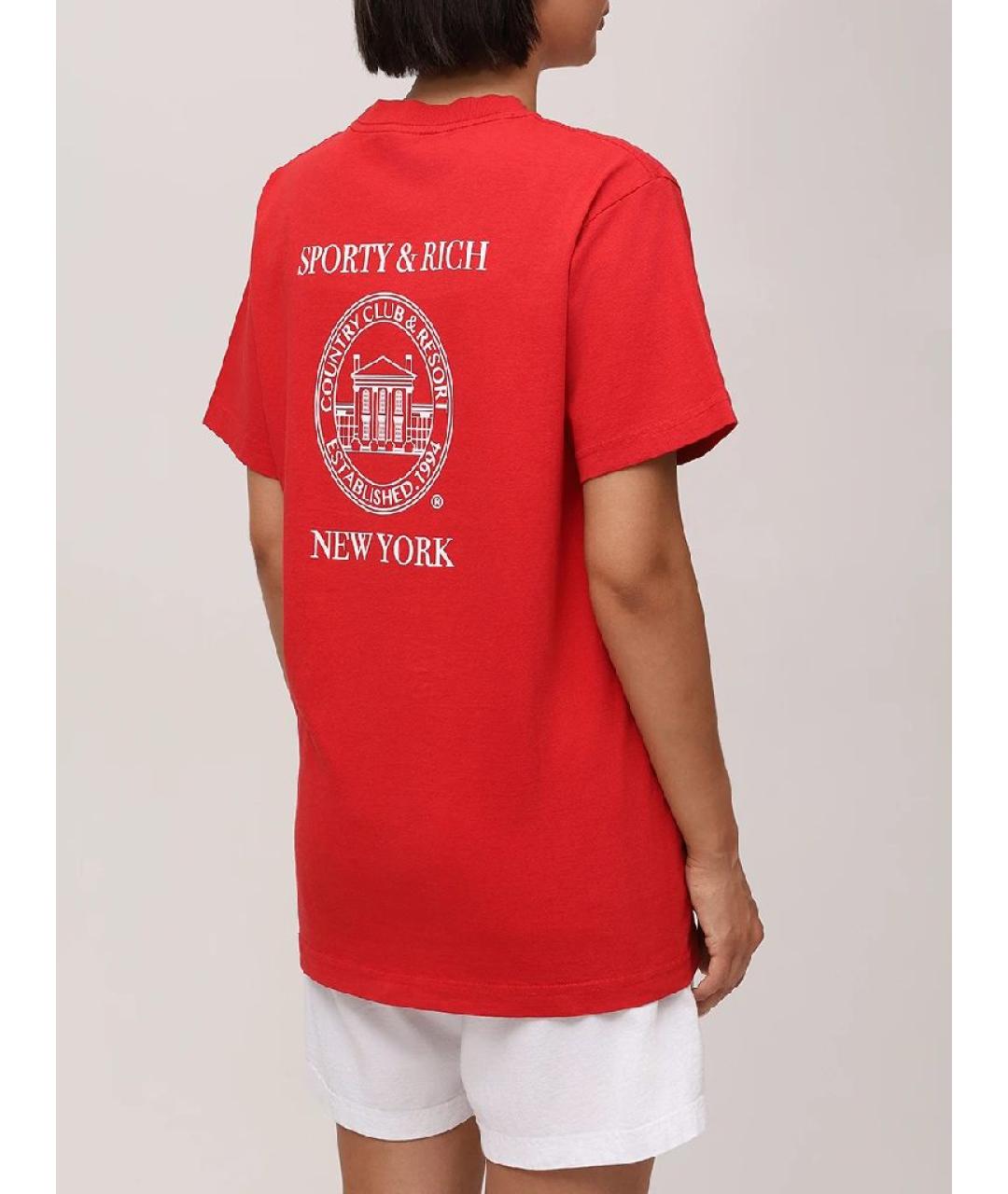 SPORTY AND RICH Красная хлопковая футболка, фото 6