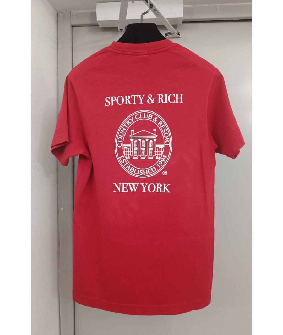 SPORTY AND RICH Красная хлопковая футболка, фото 2