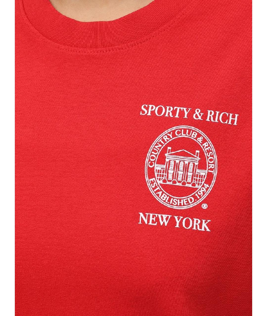 SPORTY AND RICH Красная хлопковая футболка, фото 7
