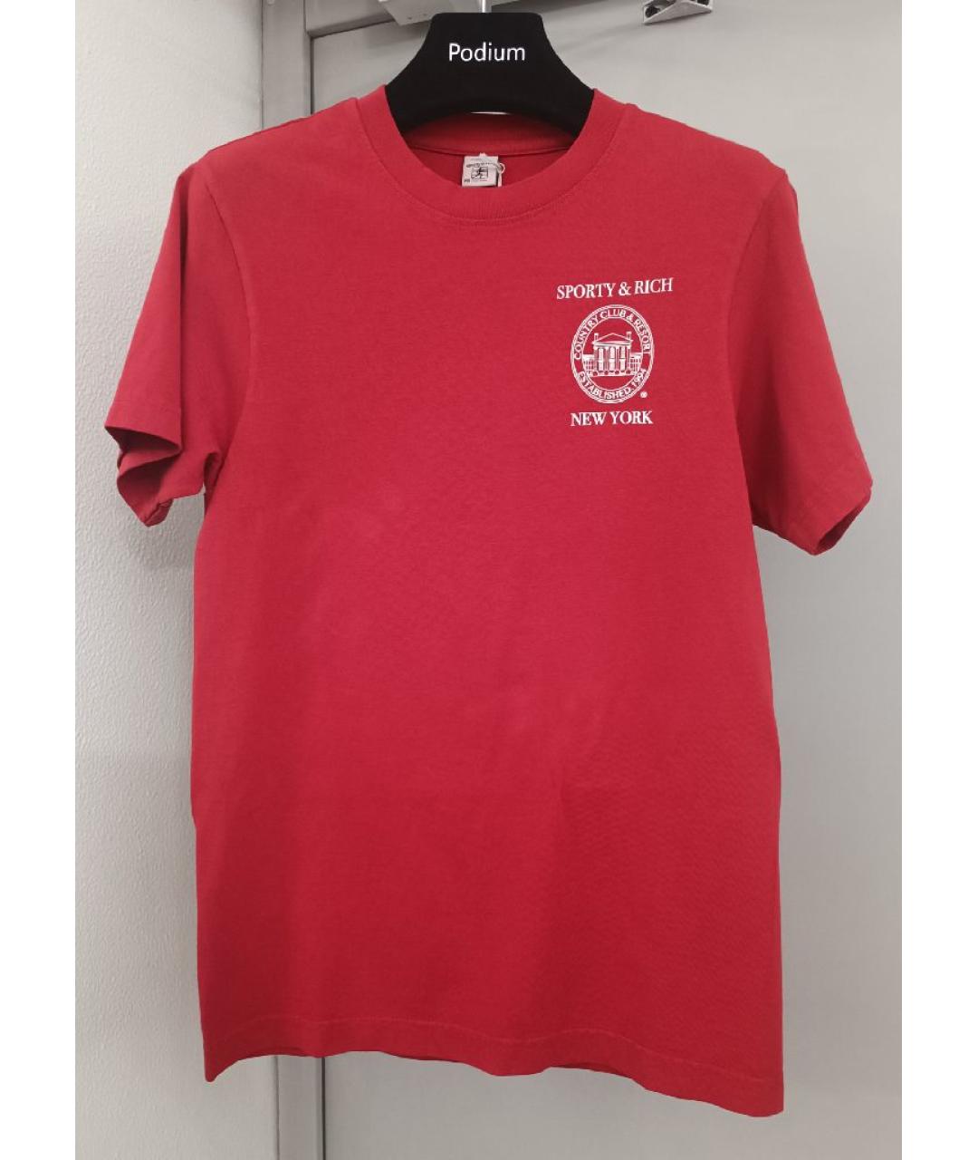 SPORTY AND RICH Красная хлопковая футболка, фото 8
