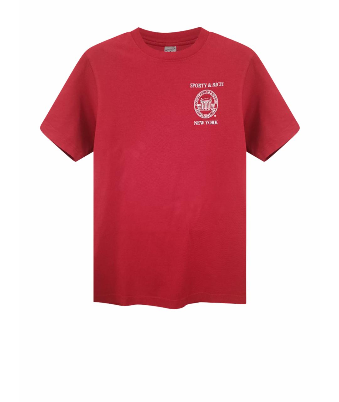 SPORTY AND RICH Красная хлопковая футболка, фото 1