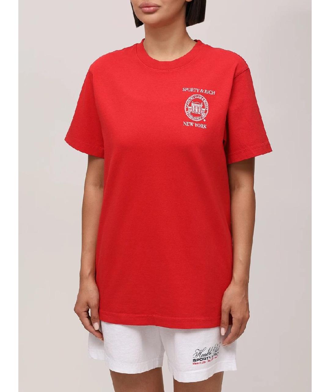 SPORTY AND RICH Красная хлопковая футболка, фото 5