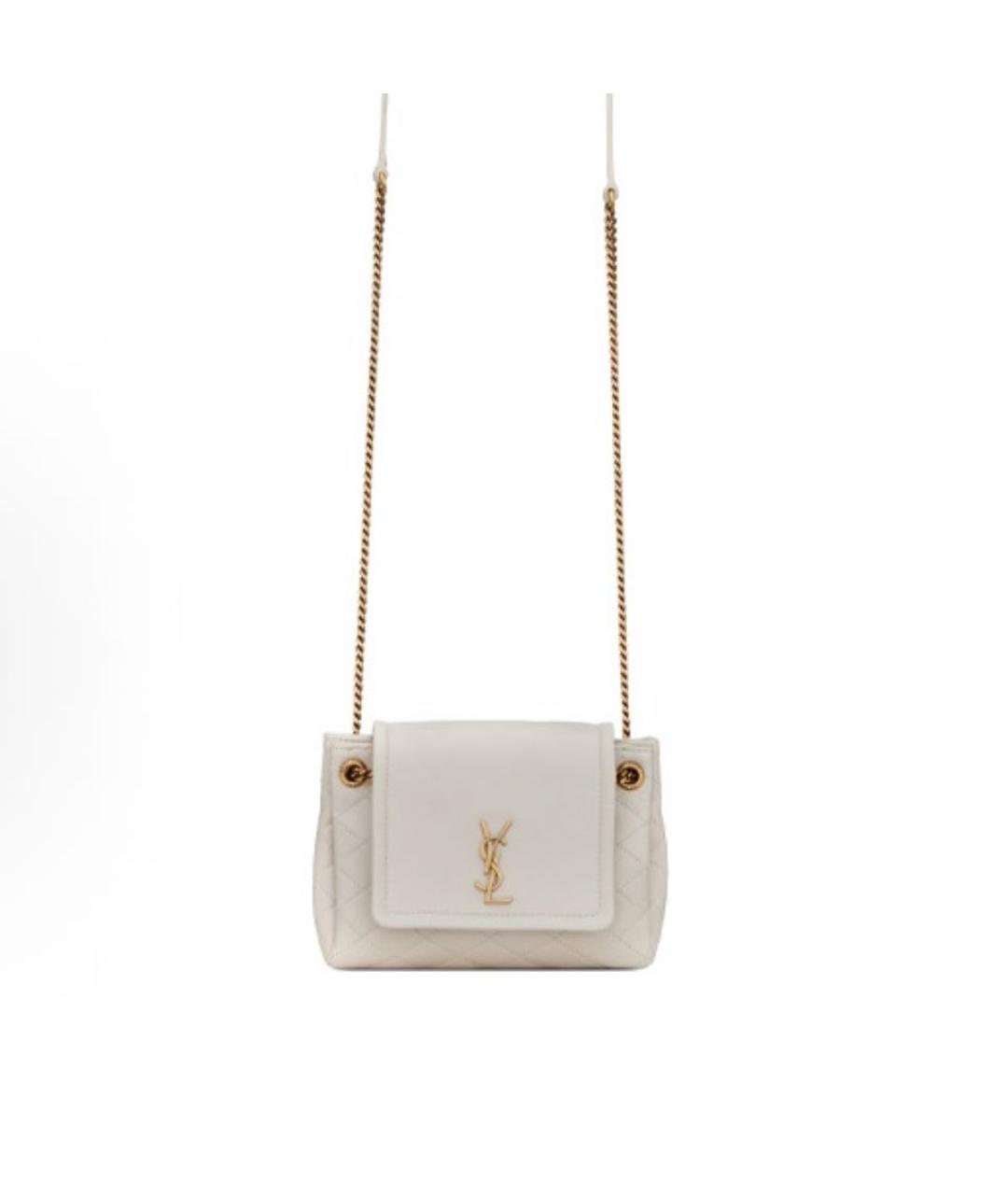 SAINT LAURENT Бежевая кожаная сумка через плечо, фото 5