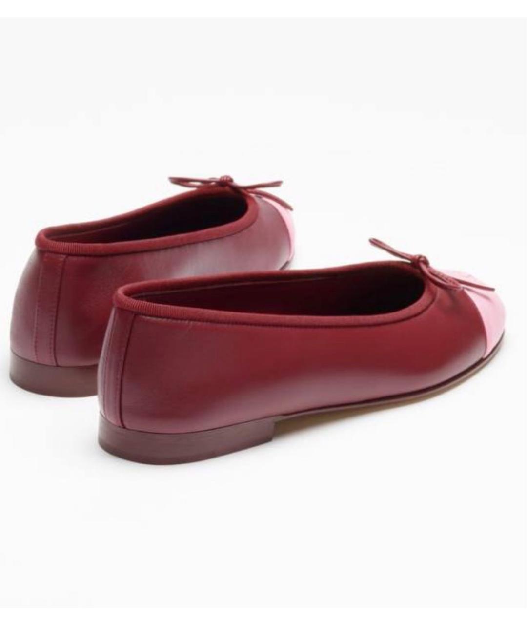 CHANEL Бордовые кожаные балетки, фото 3