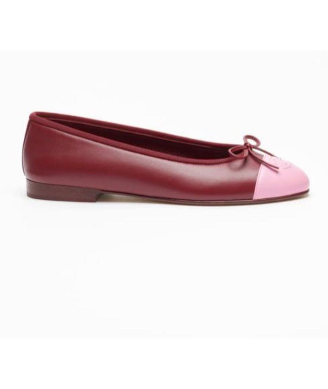 CHANEL Бордовые кожаные балетки, фото 4