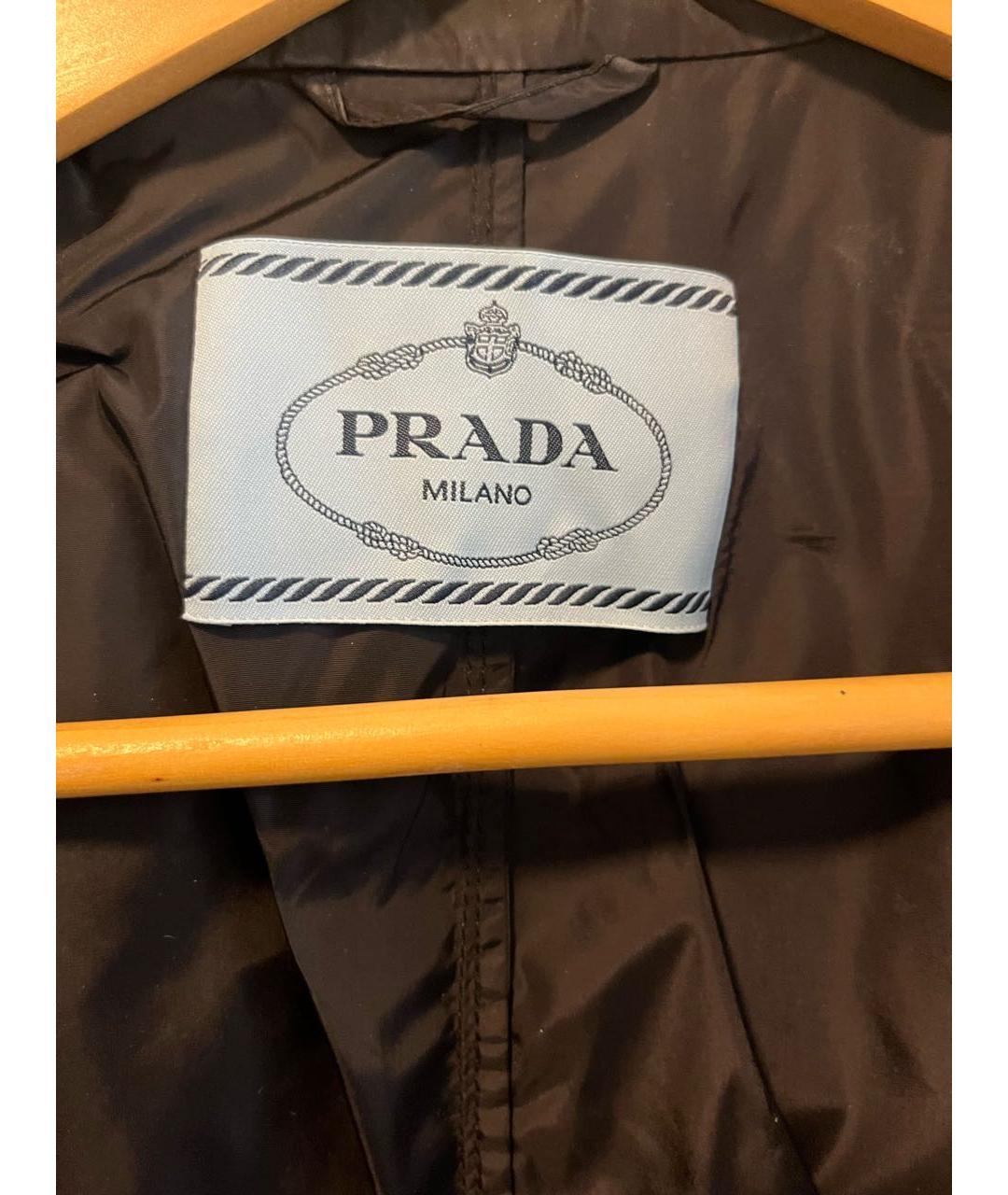 PRADA Черный полиамидовый тренч/плащ, фото 3