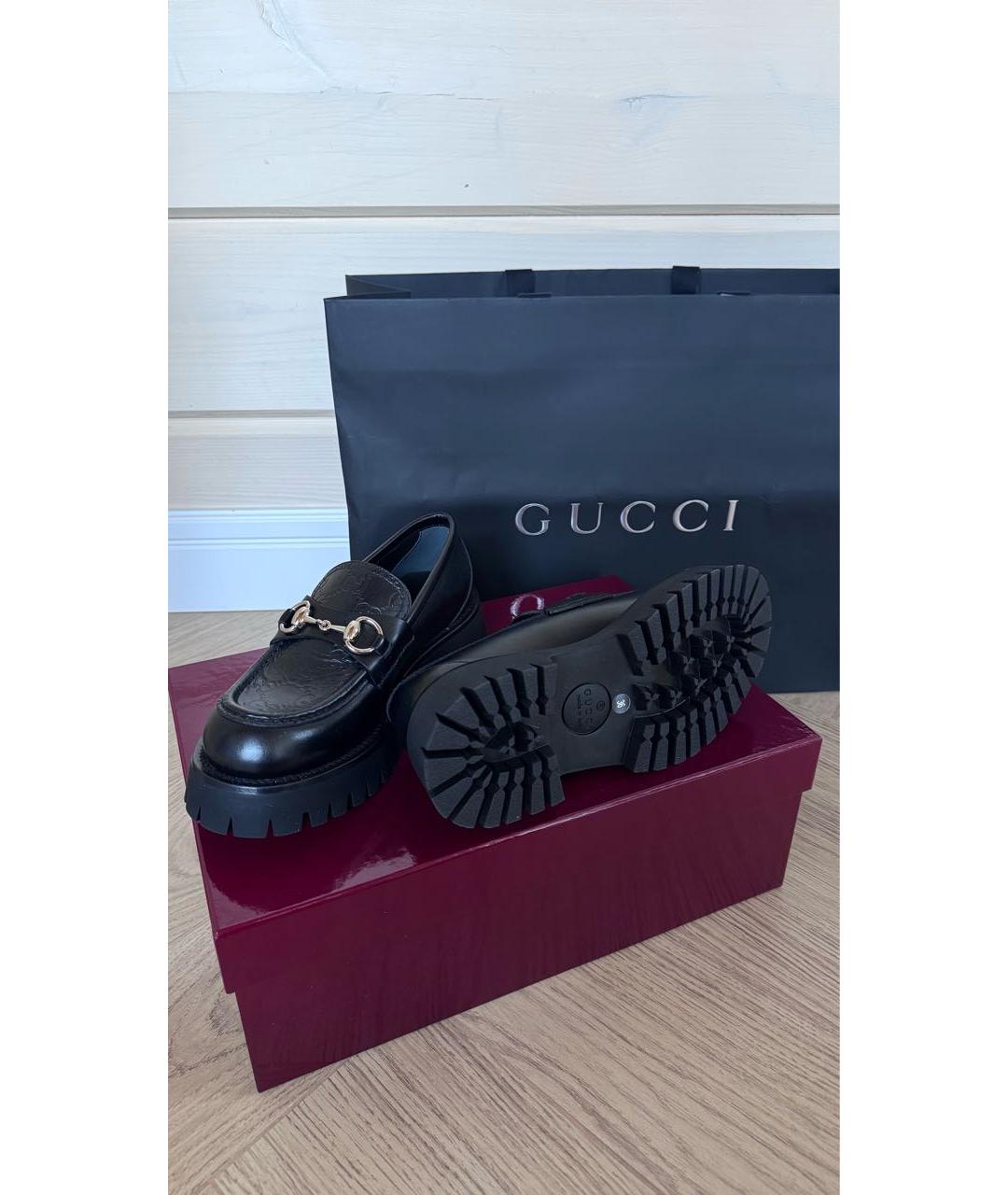 GUCCI Черные кожаные лоферы, фото 5