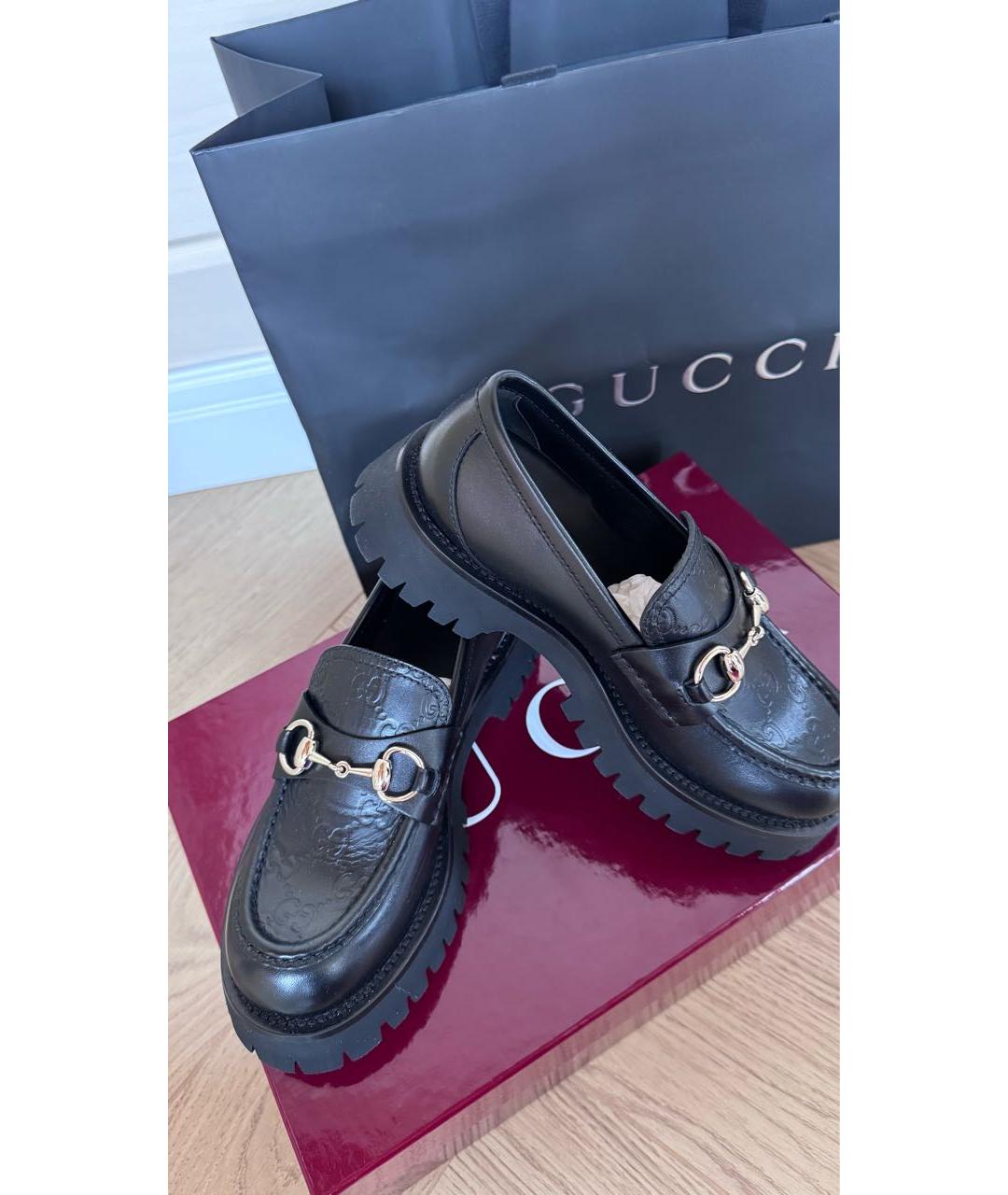 GUCCI Черные кожаные лоферы, фото 6