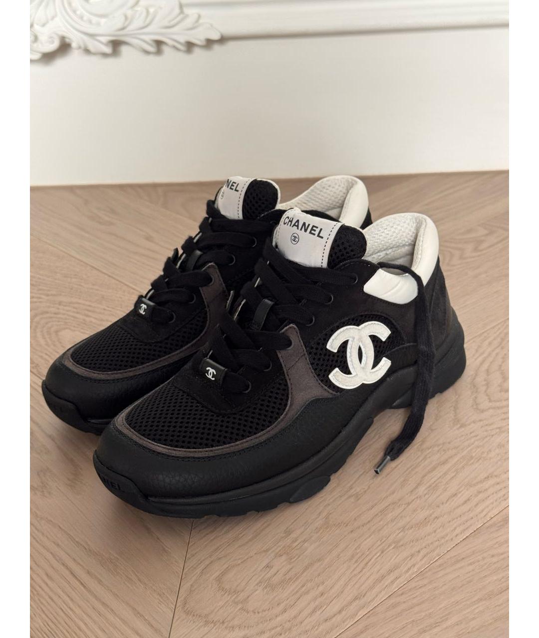 CHANEL Черные кожаные кроссовки, фото 2