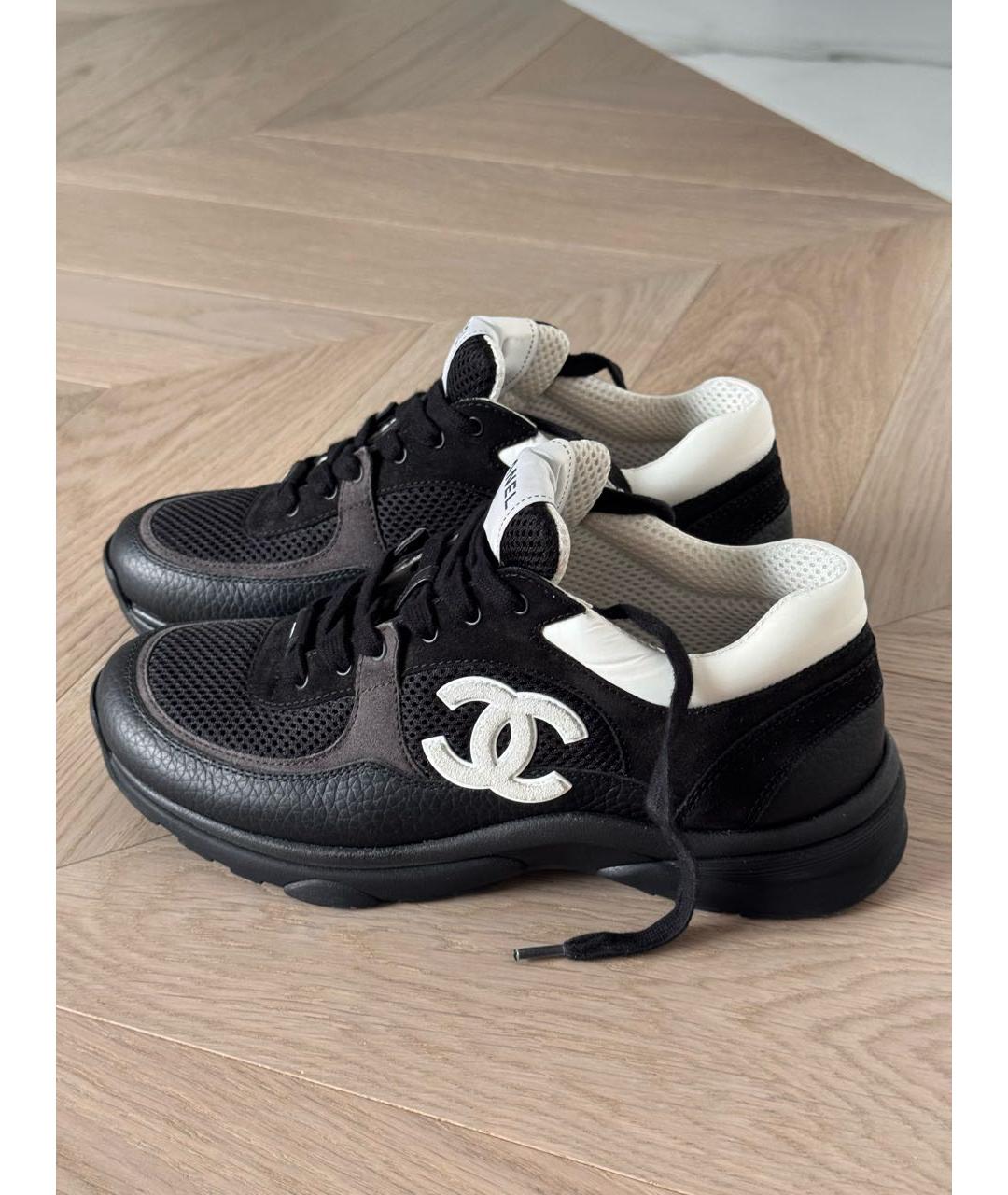 CHANEL Черные кожаные кроссовки, фото 7