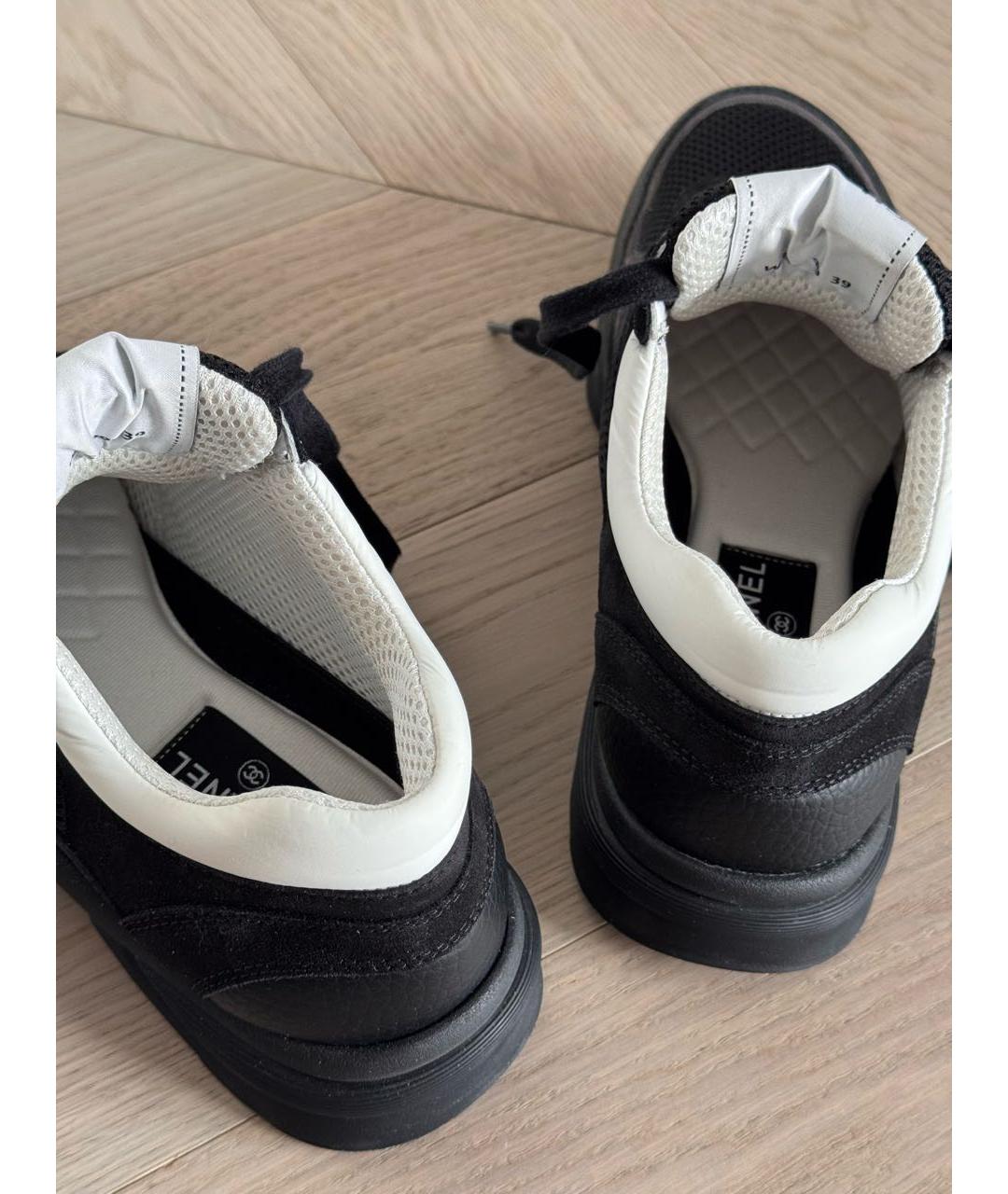 CHANEL Черные кожаные кроссовки, фото 5