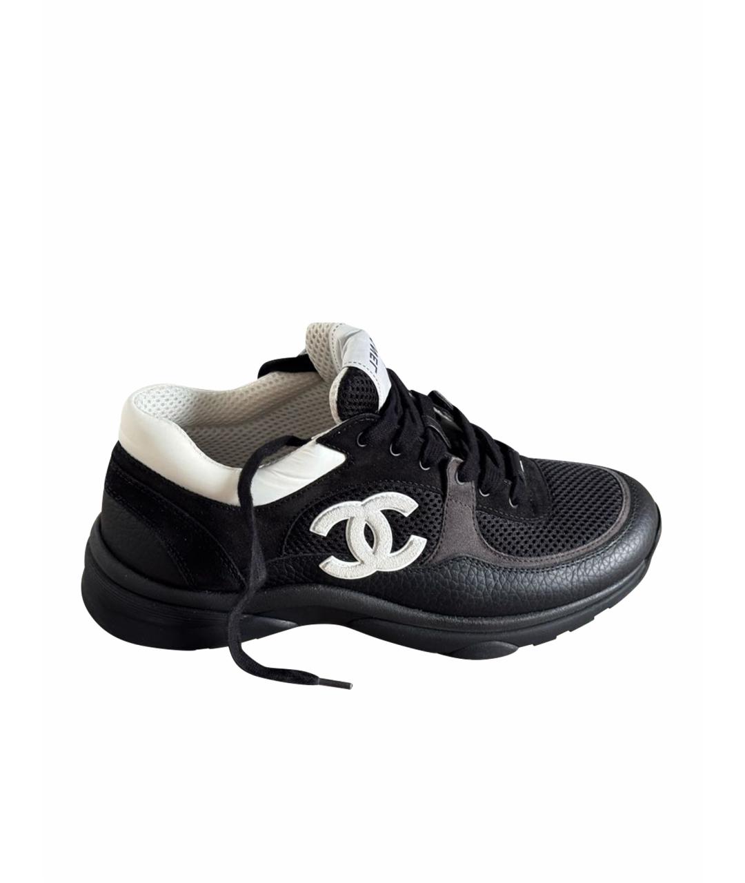 CHANEL Черные кожаные кроссовки, фото 1