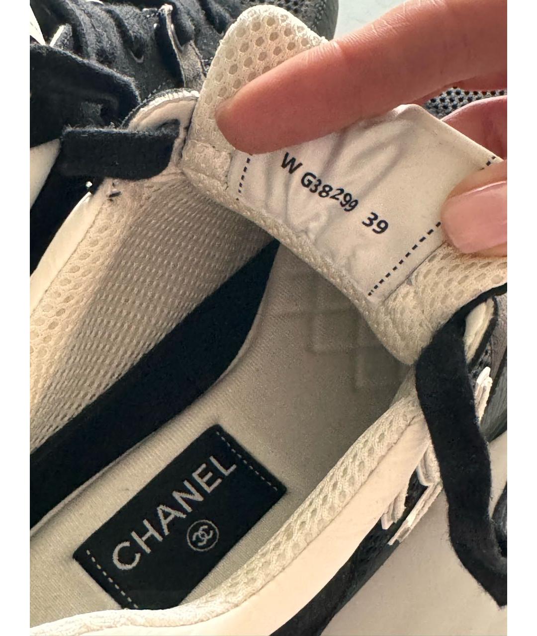 CHANEL Черные кожаные кроссовки, фото 4