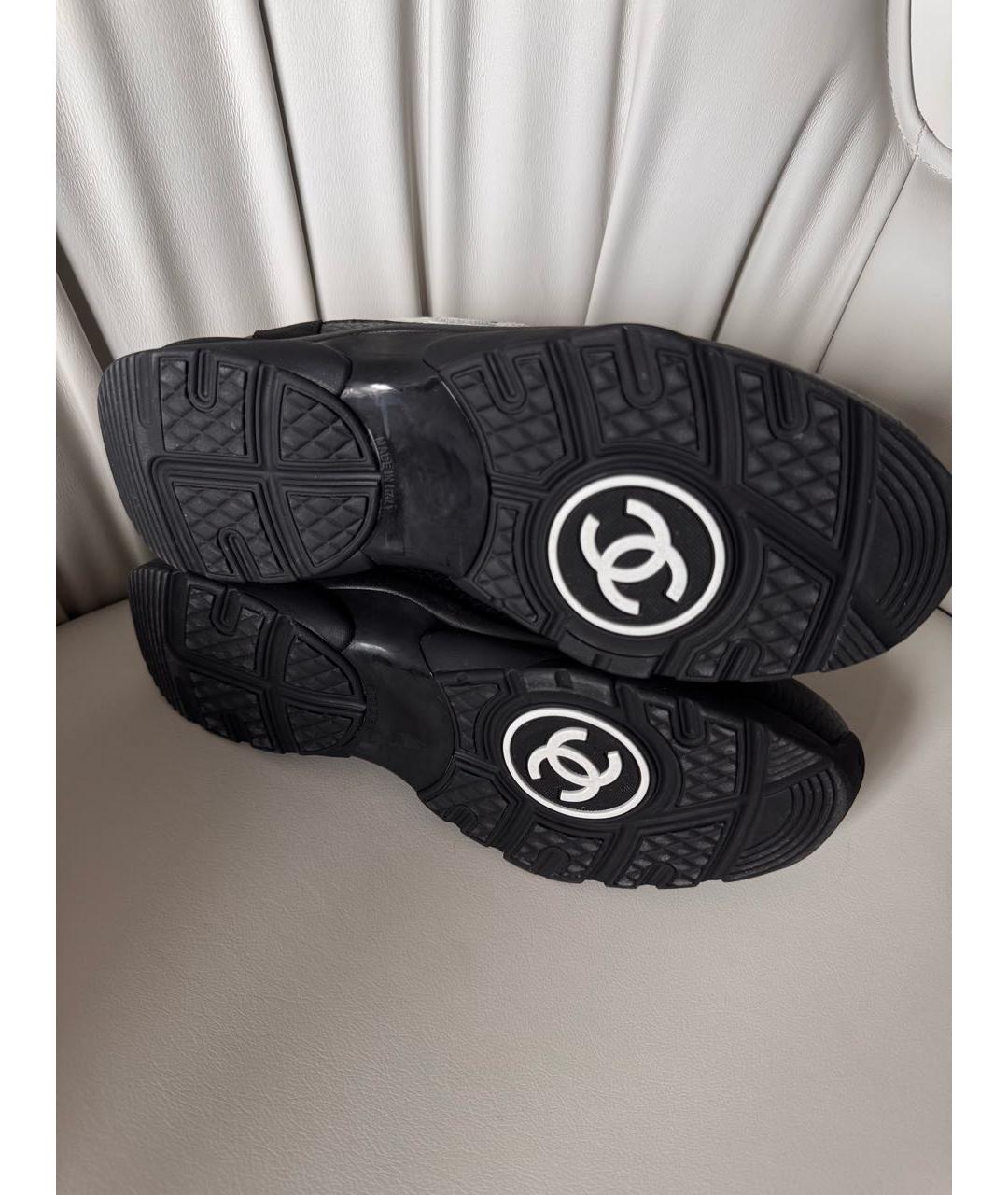 CHANEL Черные кожаные кроссовки, фото 3