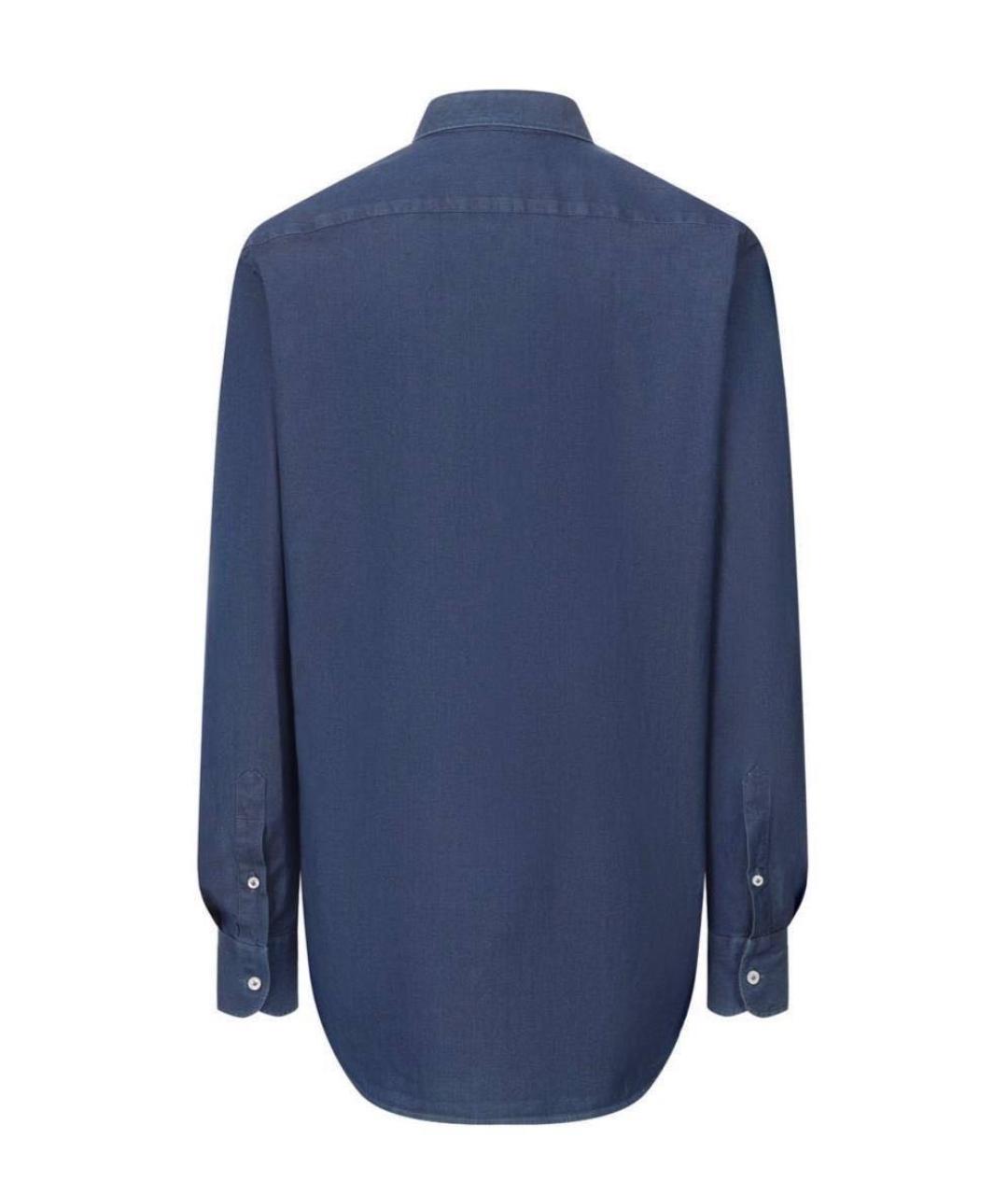 LORO PIANA Синяя хлопковая рубашка, фото 2