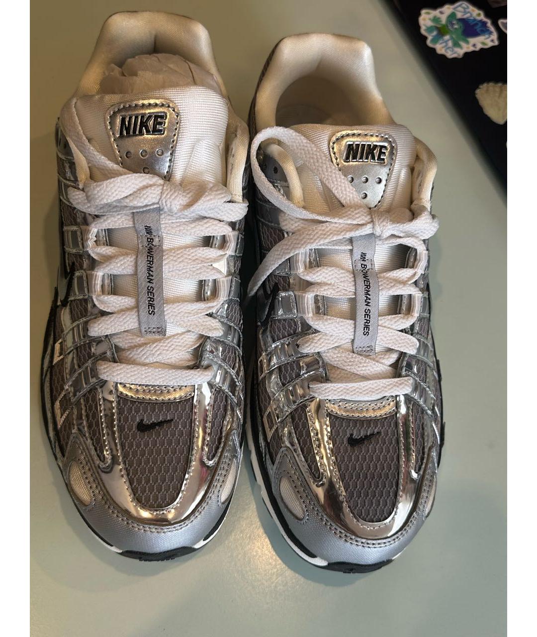 NIKE Серебряные текстильные низкие кроссовки / кеды, фото 2