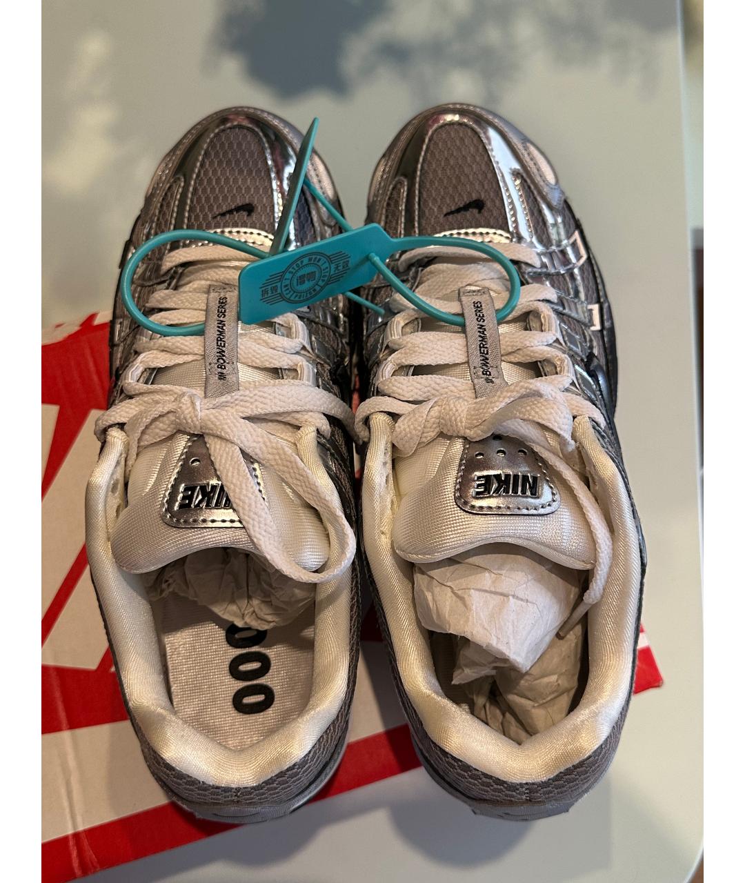 NIKE Серебряные текстильные низкие кроссовки / кеды, фото 3