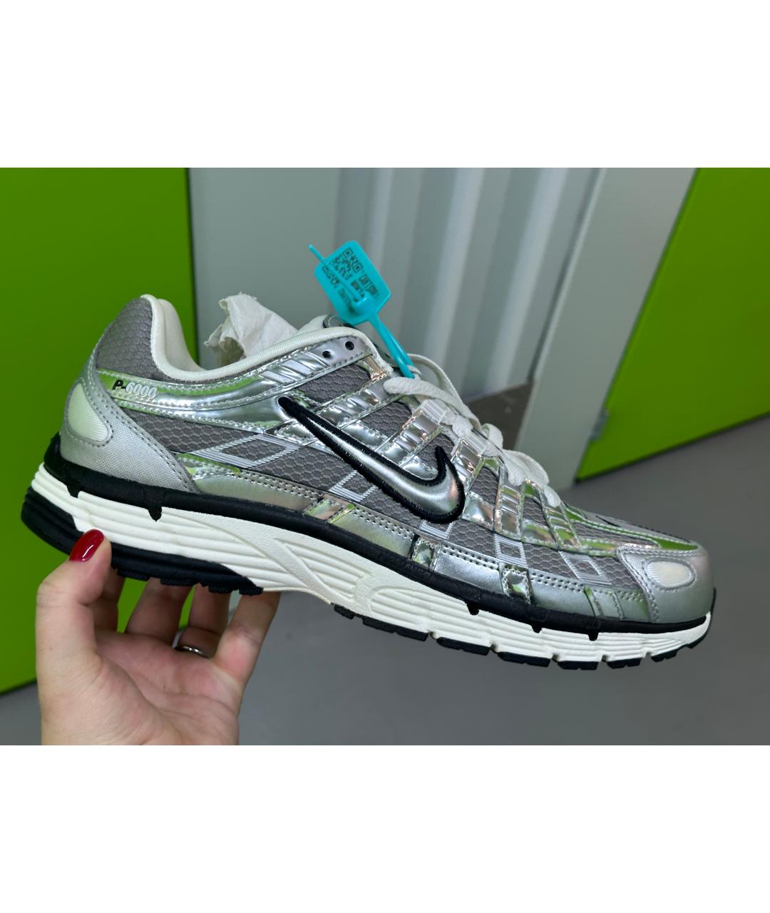 NIKE Серебряные текстильные низкие кроссовки / кеды, фото 8