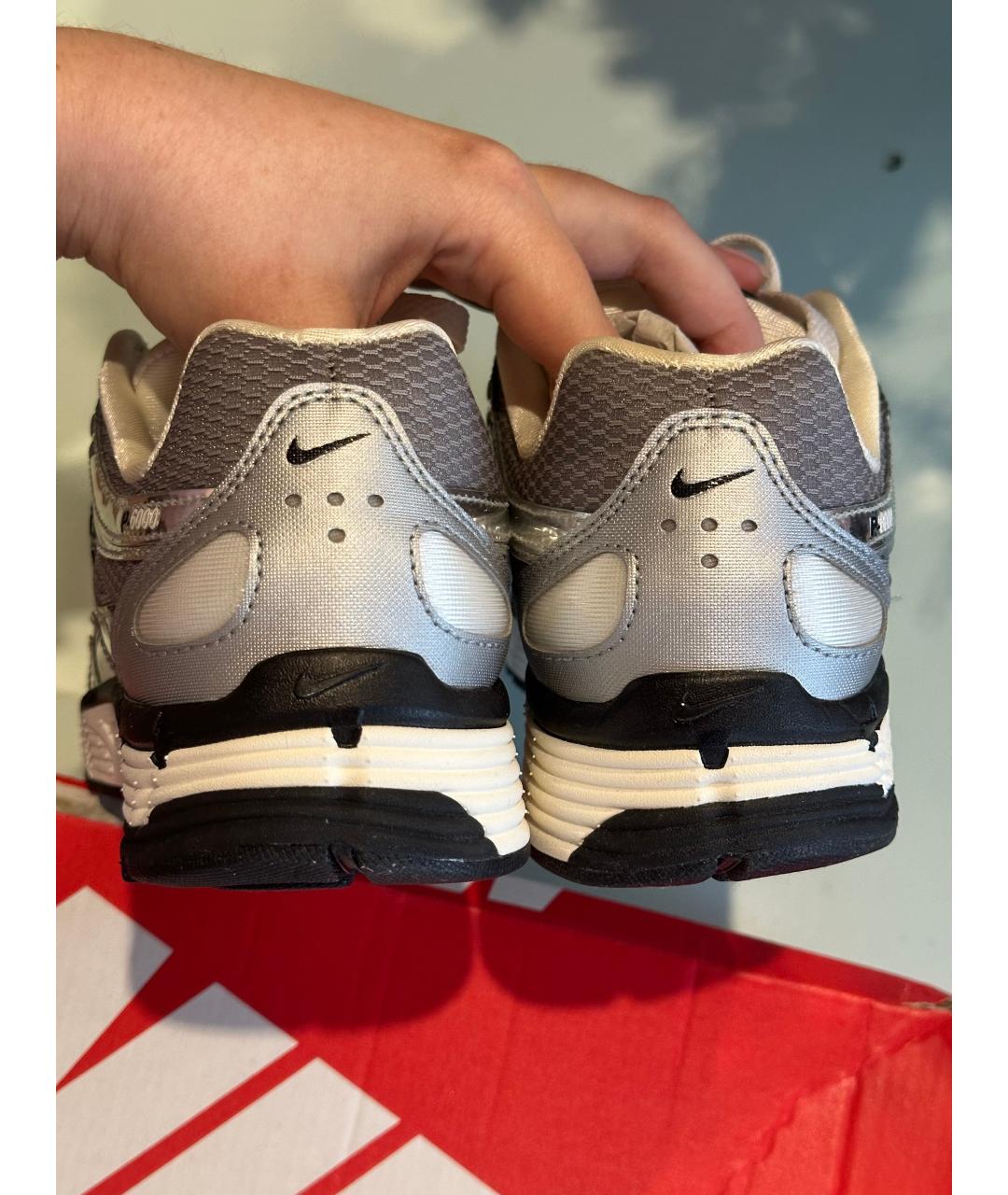 NIKE Серебряные текстильные низкие кроссовки / кеды, фото 4