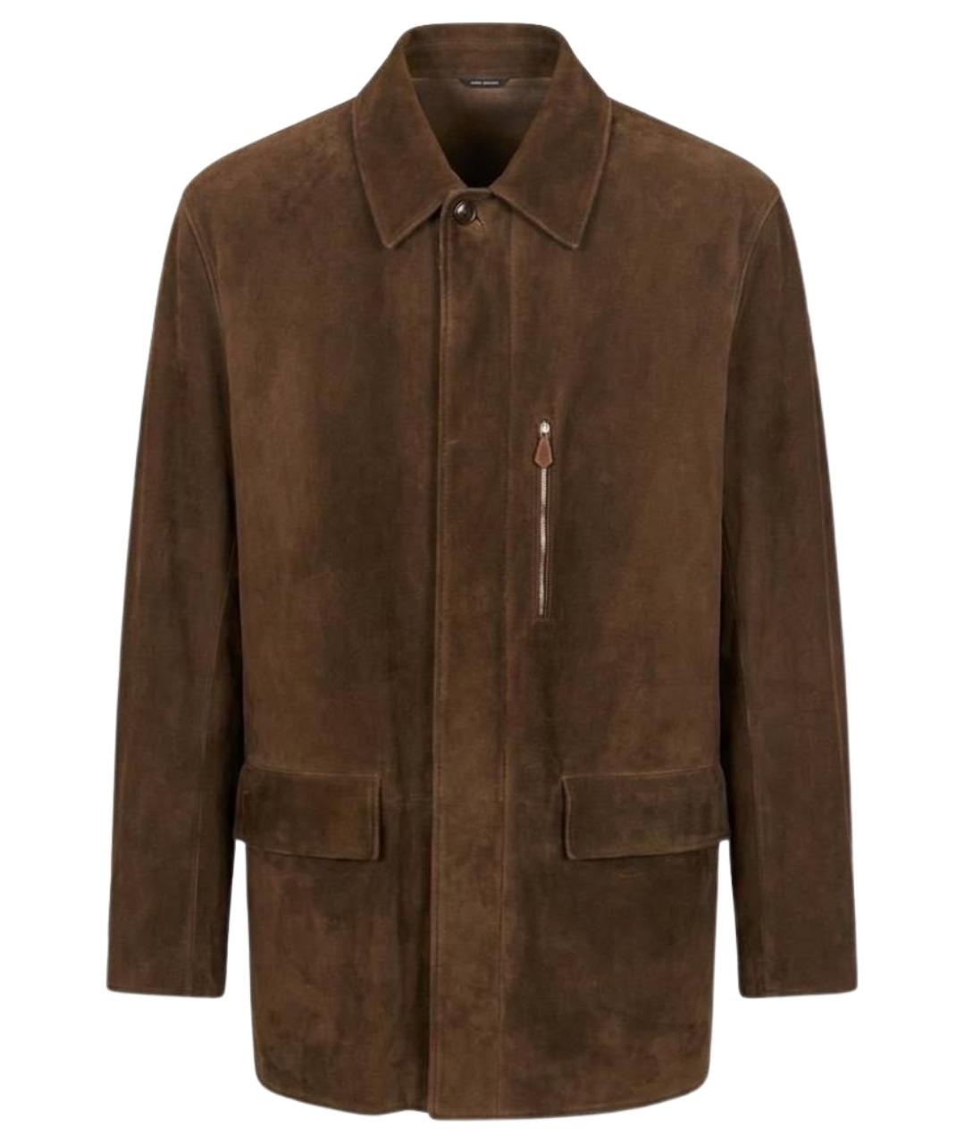 HERMES Коричневая замшевая куртка, фото 1