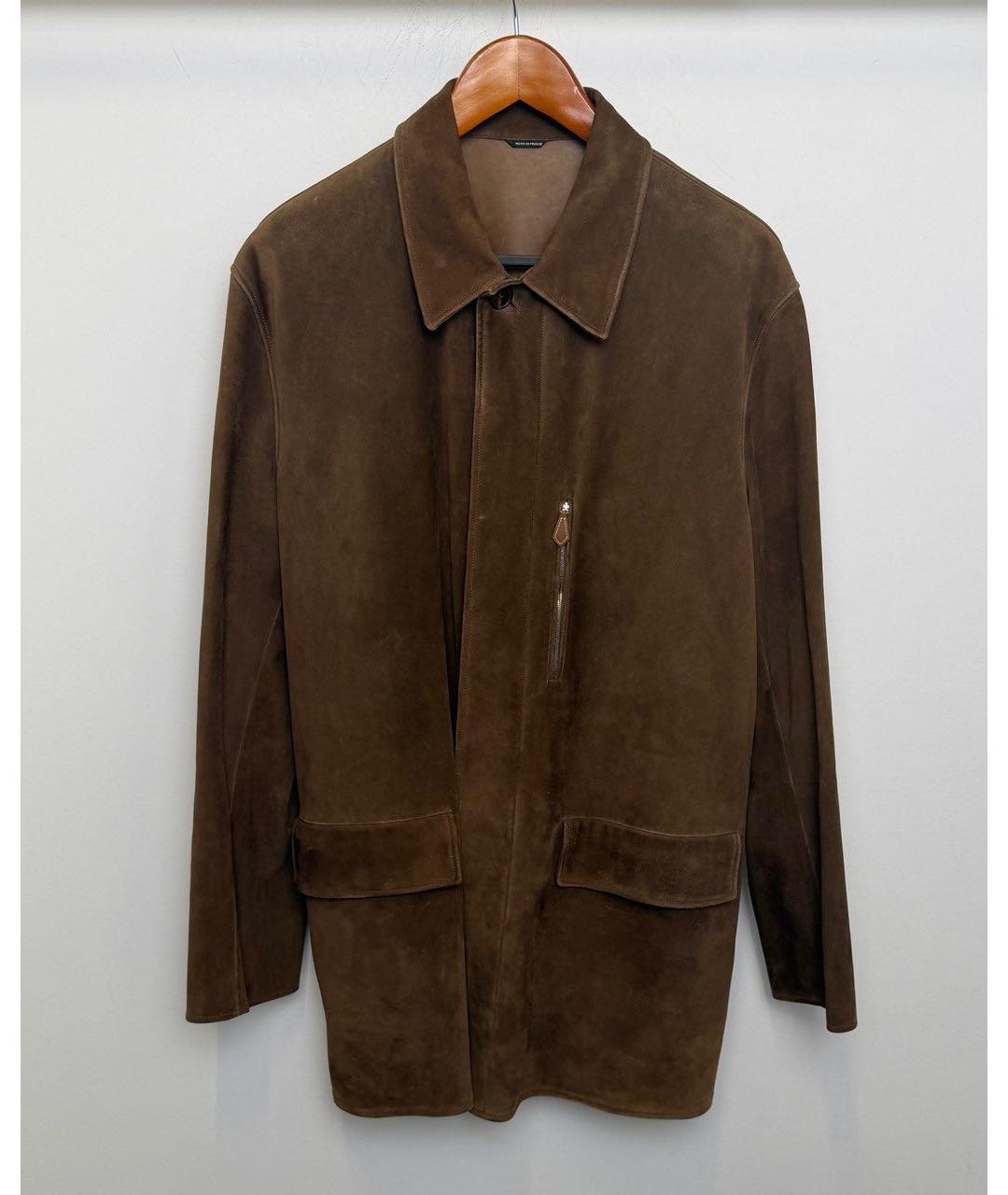 HERMES Коричневая замшевая куртка, фото 2