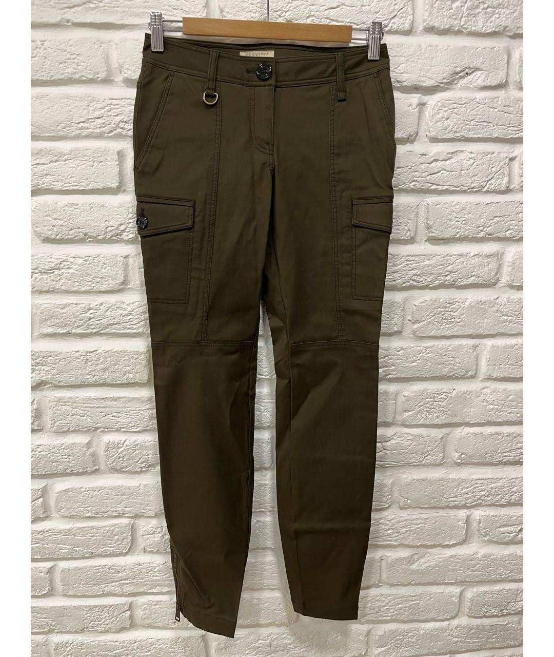 BURBERRY Хаки хлопко-эластановые брюки узкие, фото 5
