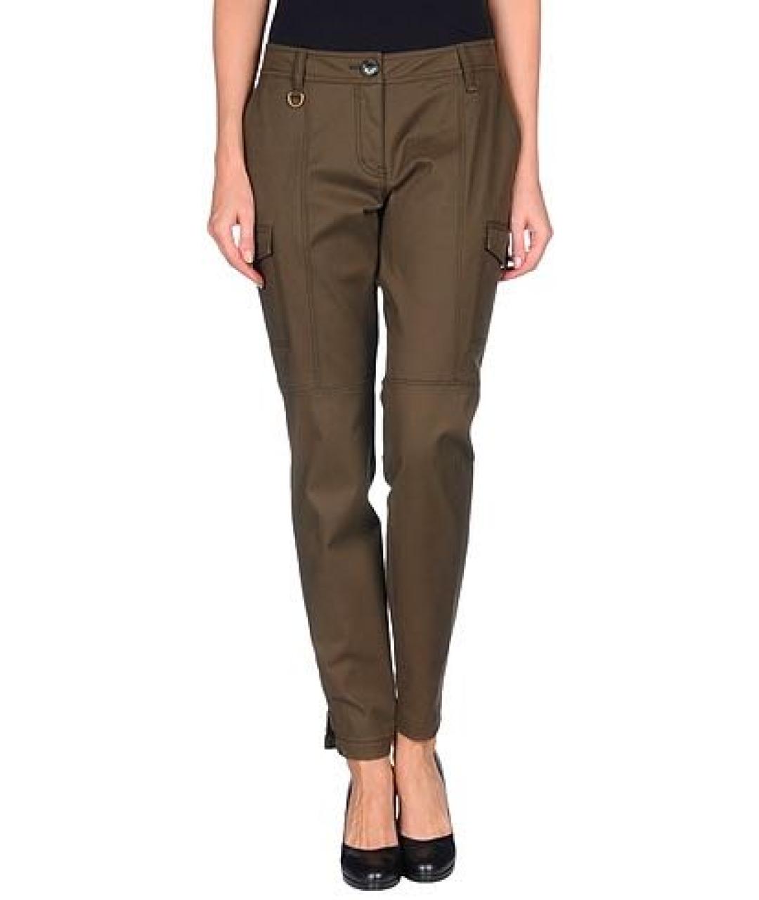 BURBERRY Хаки хлопко-эластановые брюки узкие, фото 8