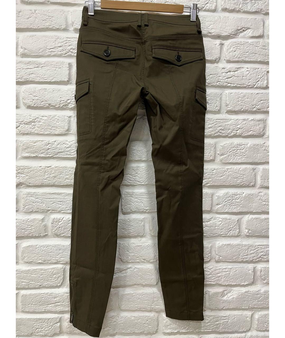 BURBERRY Хаки хлопко-эластановые брюки узкие, фото 2