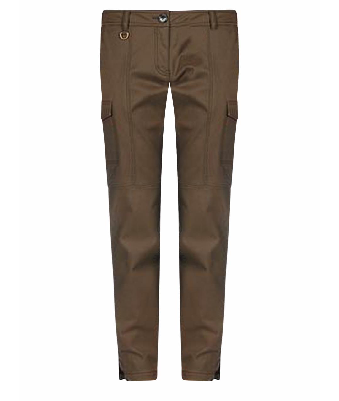 BURBERRY Хаки хлопко-эластановые брюки узкие, фото 1