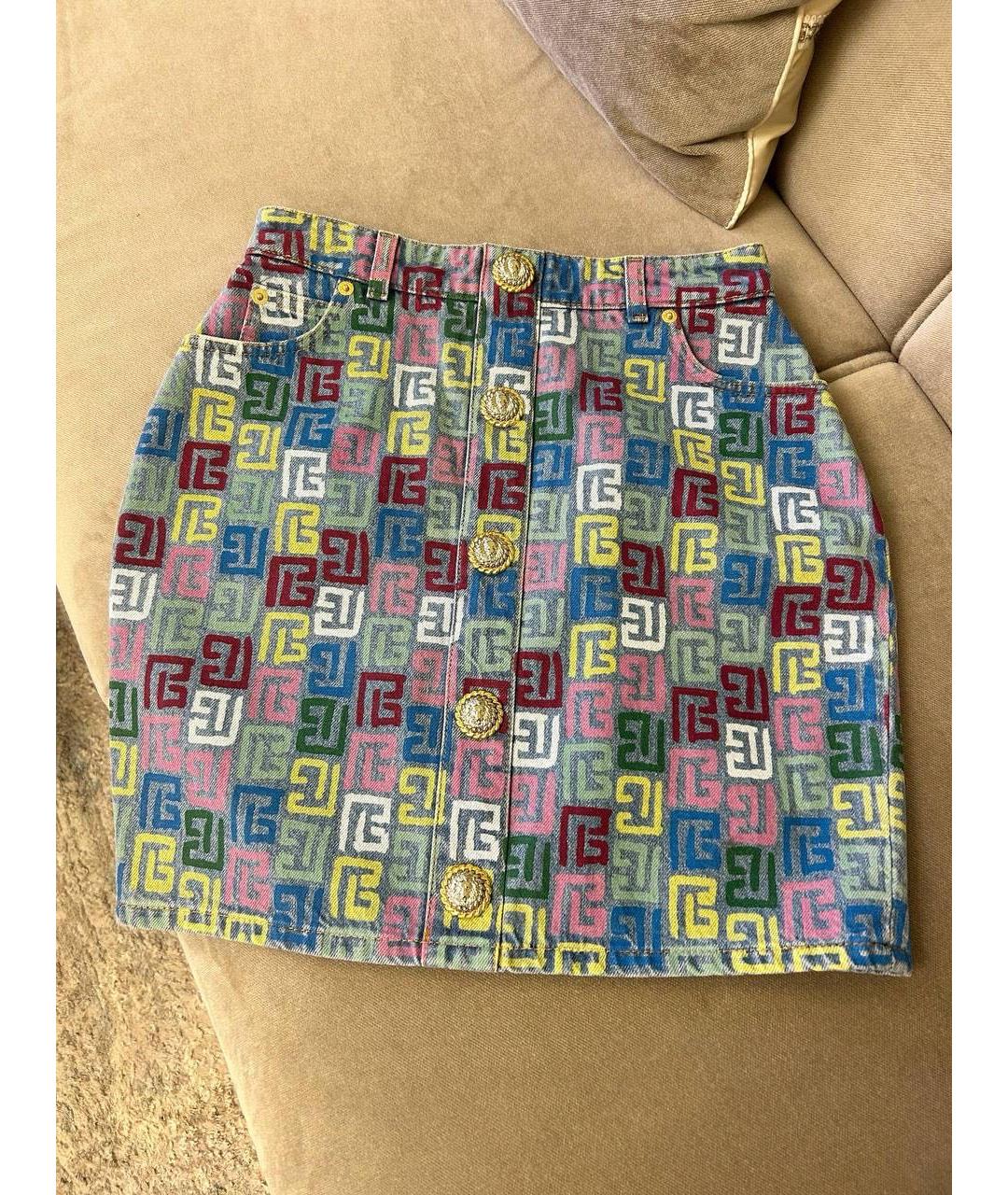 BALMAIN Мульти деним юбка мини, фото 2