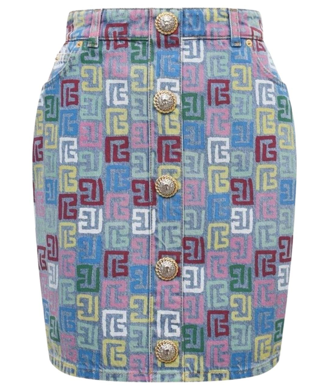 BALMAIN Мульти деним юбка мини, фото 1