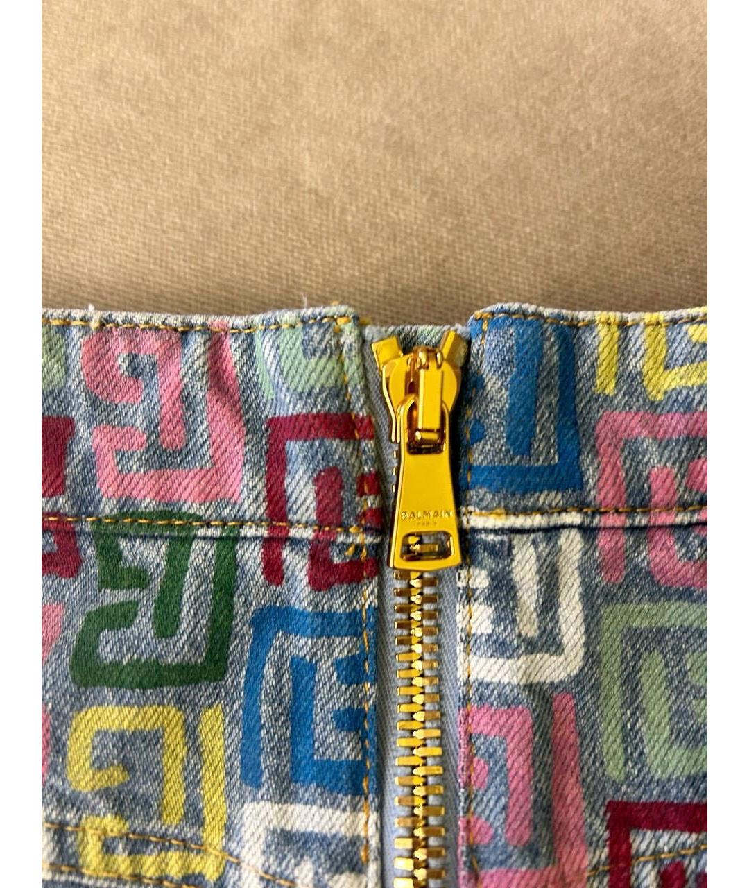 BALMAIN Мульти деним юбка мини, фото 4