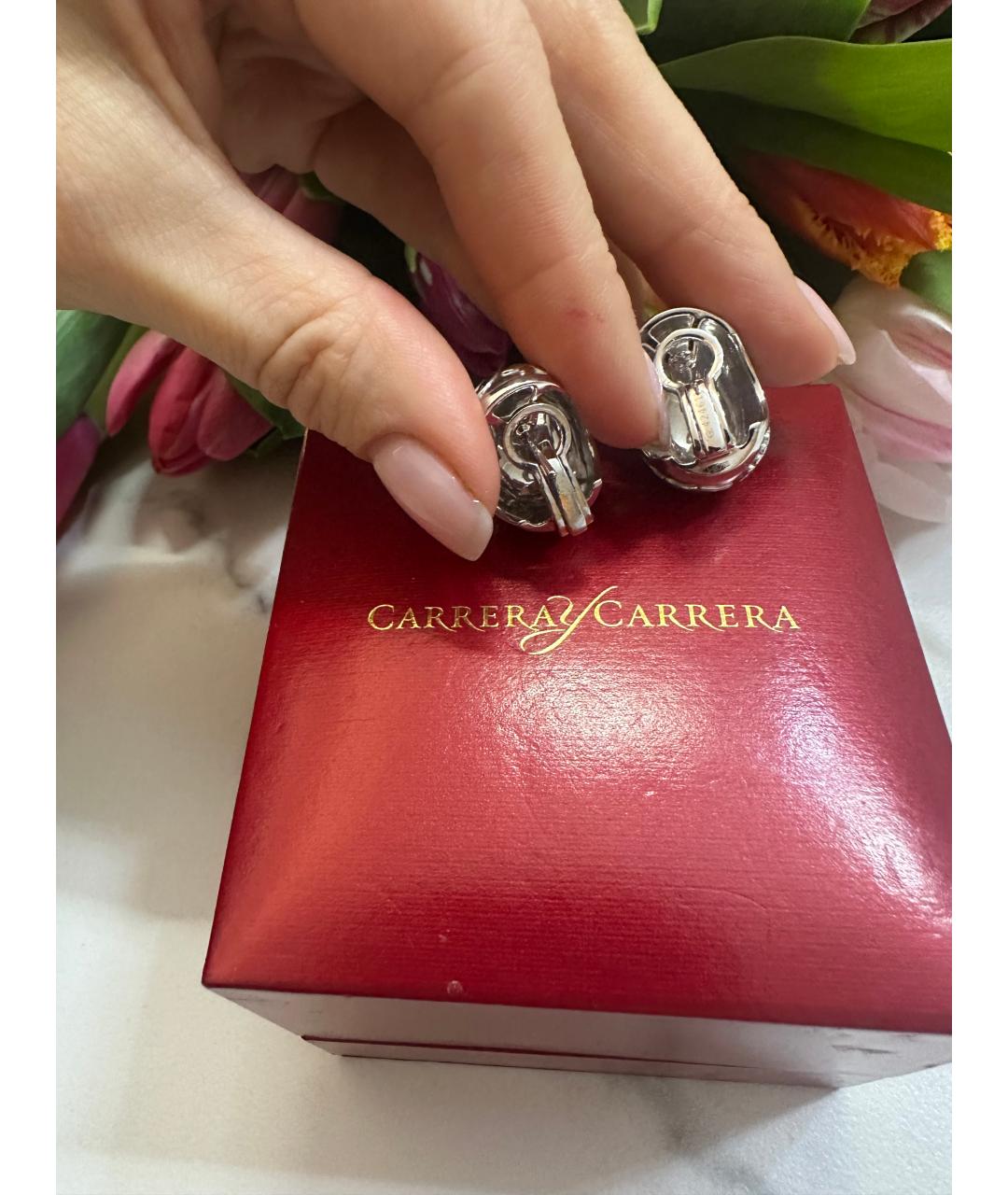 CARRERA Y CARRERA Белые серьги из белого золота, фото 6