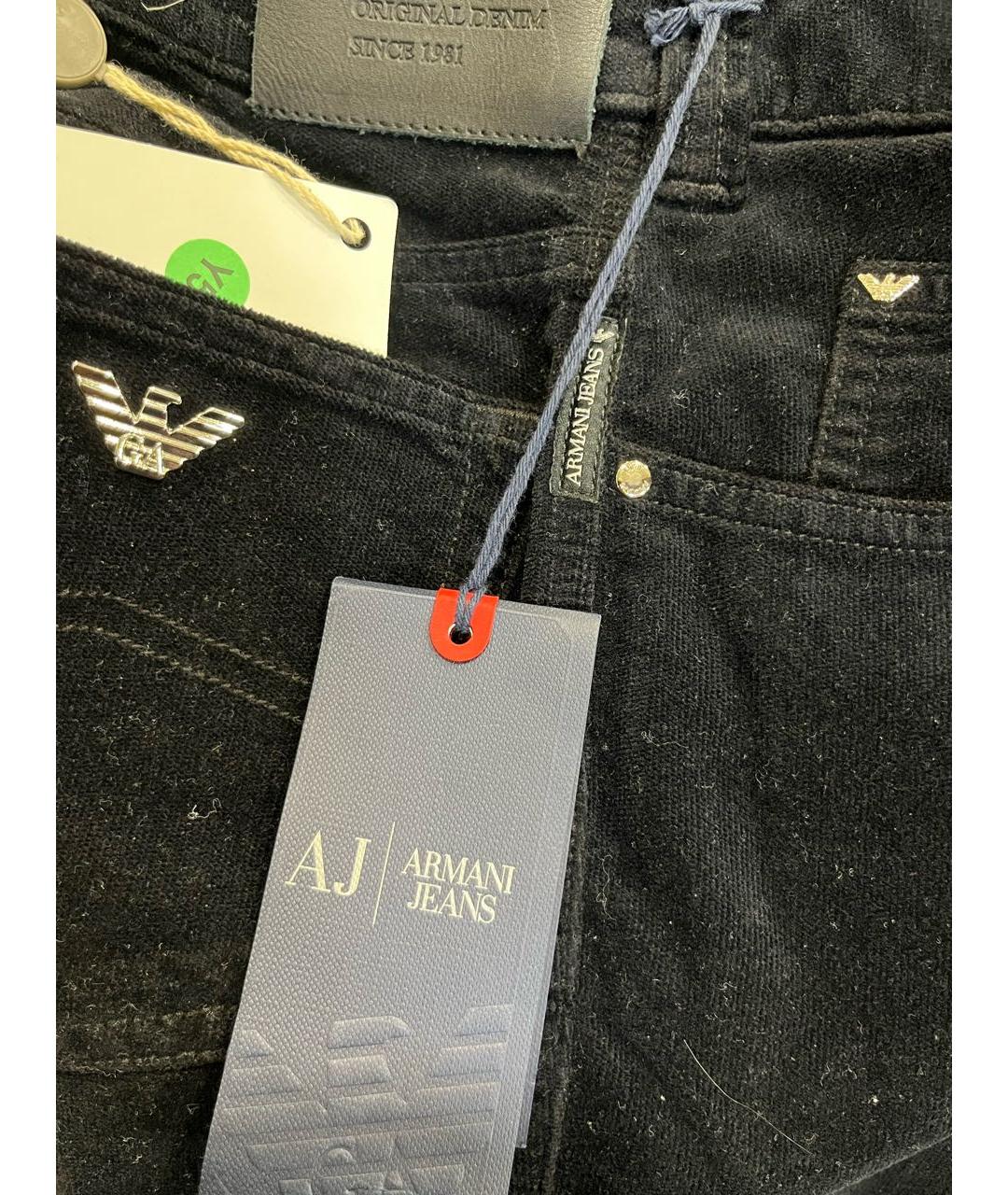 ARMANI JEANS Черные бархатные прямые брюки, фото 4