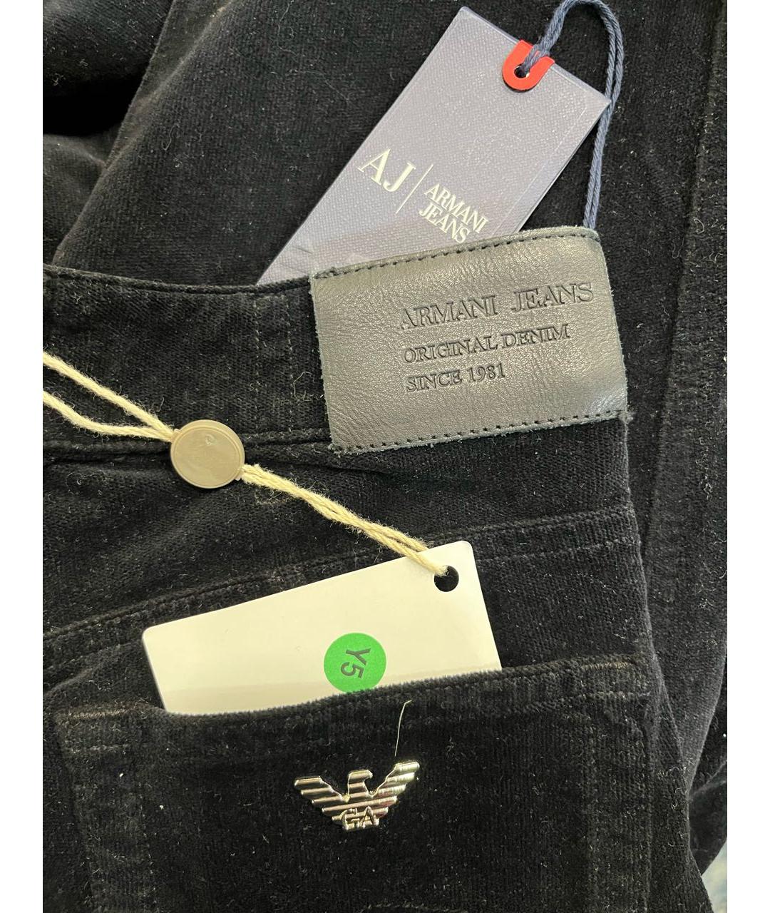 ARMANI JEANS Черные бархатные прямые брюки, фото 6