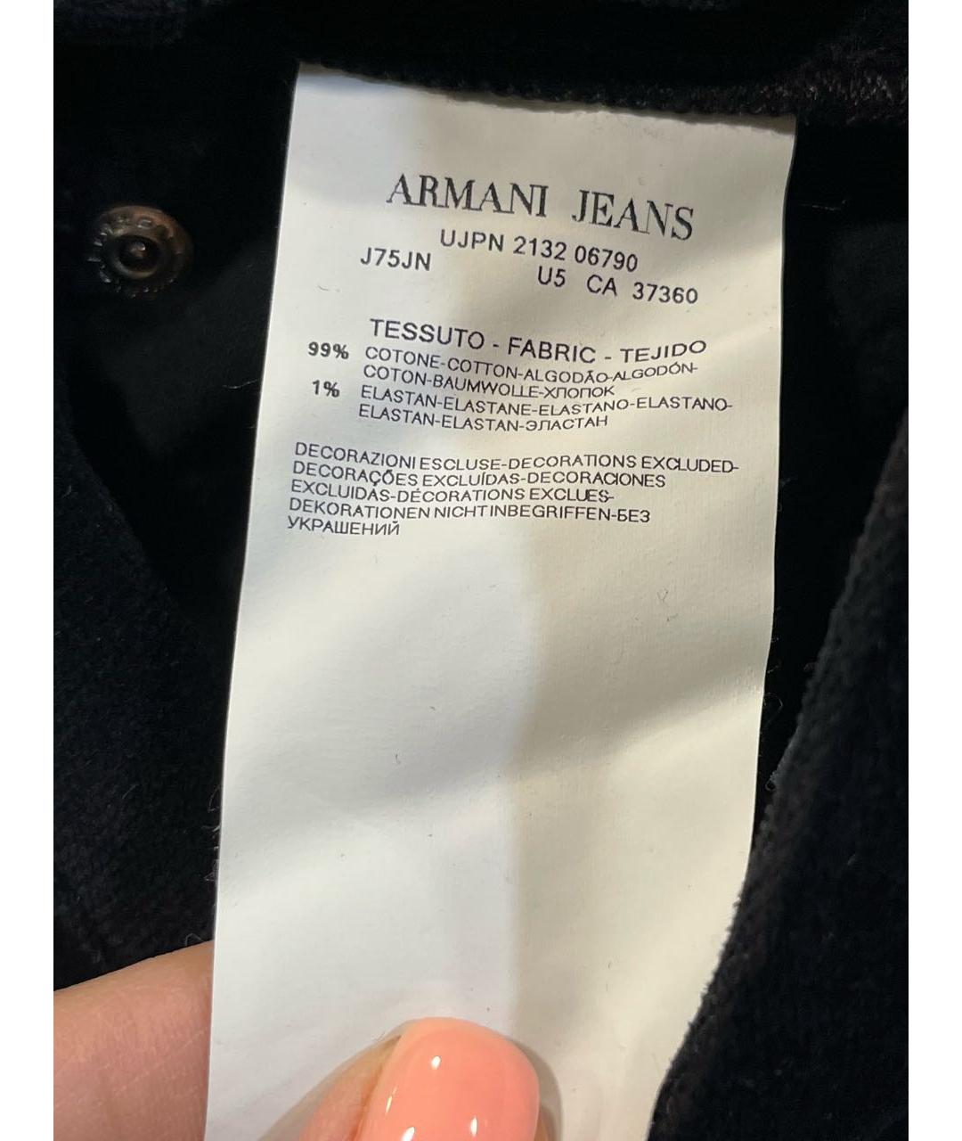 ARMANI JEANS Черные бархатные прямые брюки, фото 7