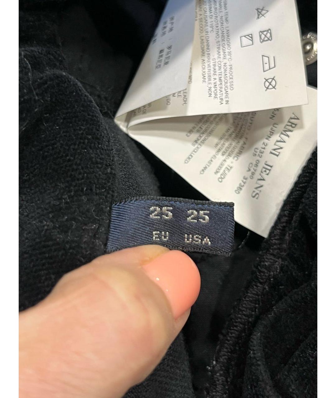 ARMANI JEANS Черные бархатные прямые брюки, фото 8