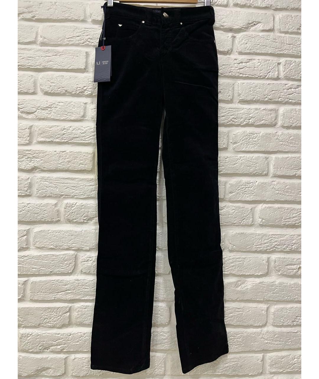 ARMANI JEANS Черные бархатные прямые брюки, фото 5