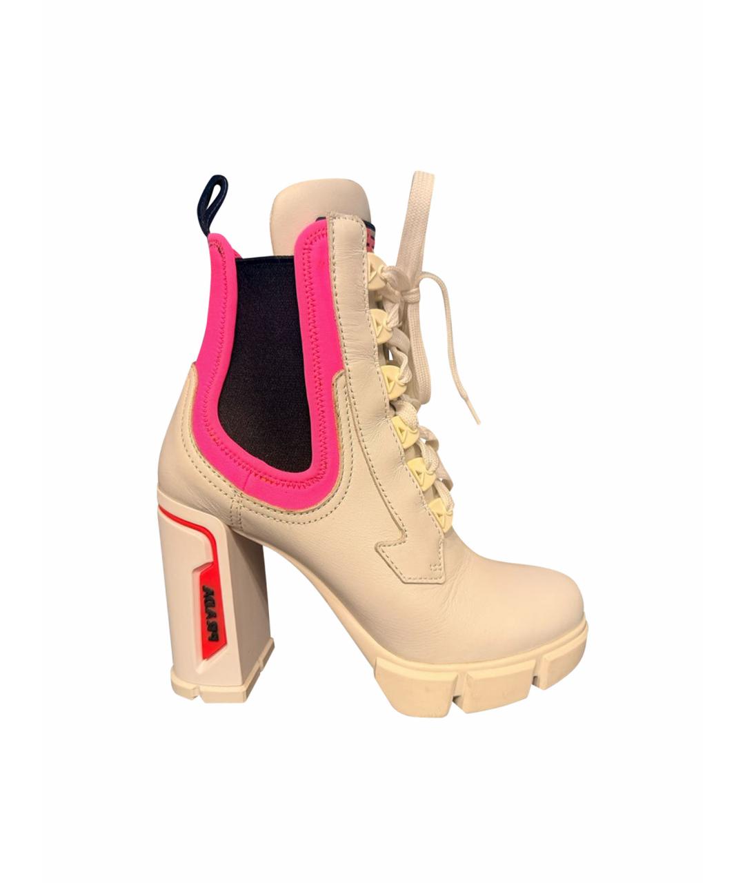 PRADA Белые кожаные ботильоны, фото 1